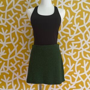 Zara Green Black Quilted Stretch Midcentury Print Mini Skirt - XS/S